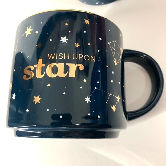 2 Davids Tea "Wish Upon a Star" Navy Constellation Gold Rim Mugs 473mL / 16oz - Picture 7 of 8